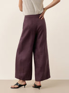 100% Linen Yarn Dyed Pleated Elastic Waist Wide Leg Culottes PALOMA