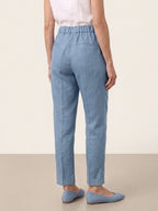 100% Linen Front Pleat Tapered Ankle Pants VIVICA