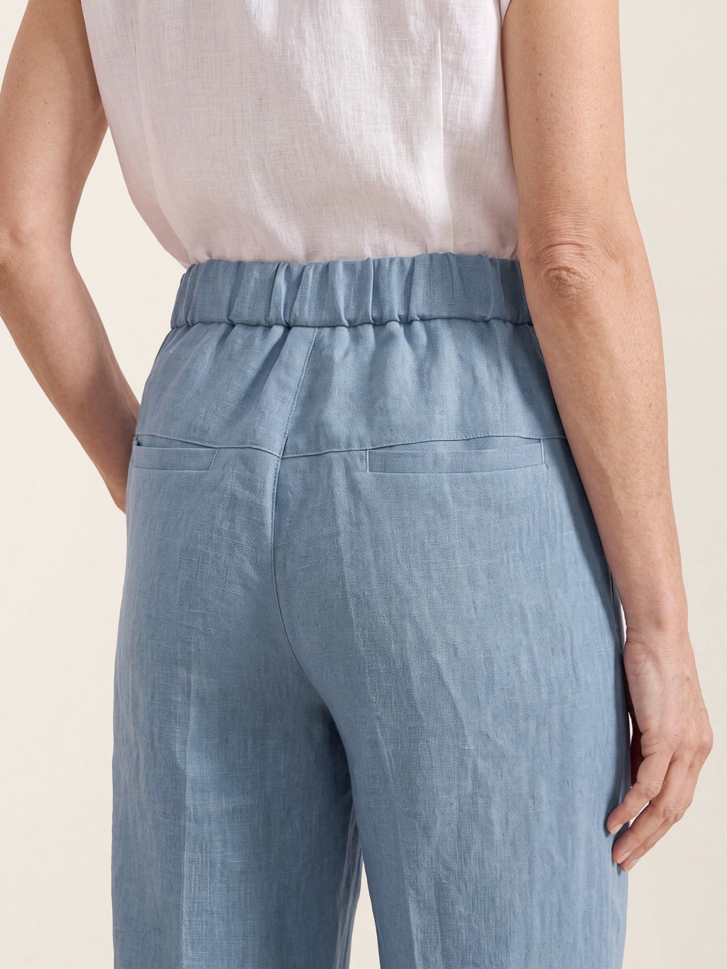 100% Linen Front Pleat Tapered Ankle Pants VIVICA