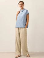 Linen Cutout Turtleneck Top QUINN
