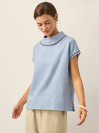 Linen Cutout Turtleneck Top QUINN