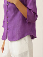 100% Linen Hand Button Fitted Jacket AMELIA