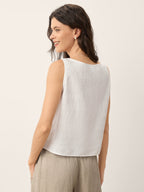 100% Linen Lace Inset V-Neck Tank Top WINSLET