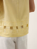 100% Linen Lattice Hem Tank Top ELORA