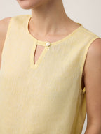 100% Linen Lattice Hem Tank Top ELORA