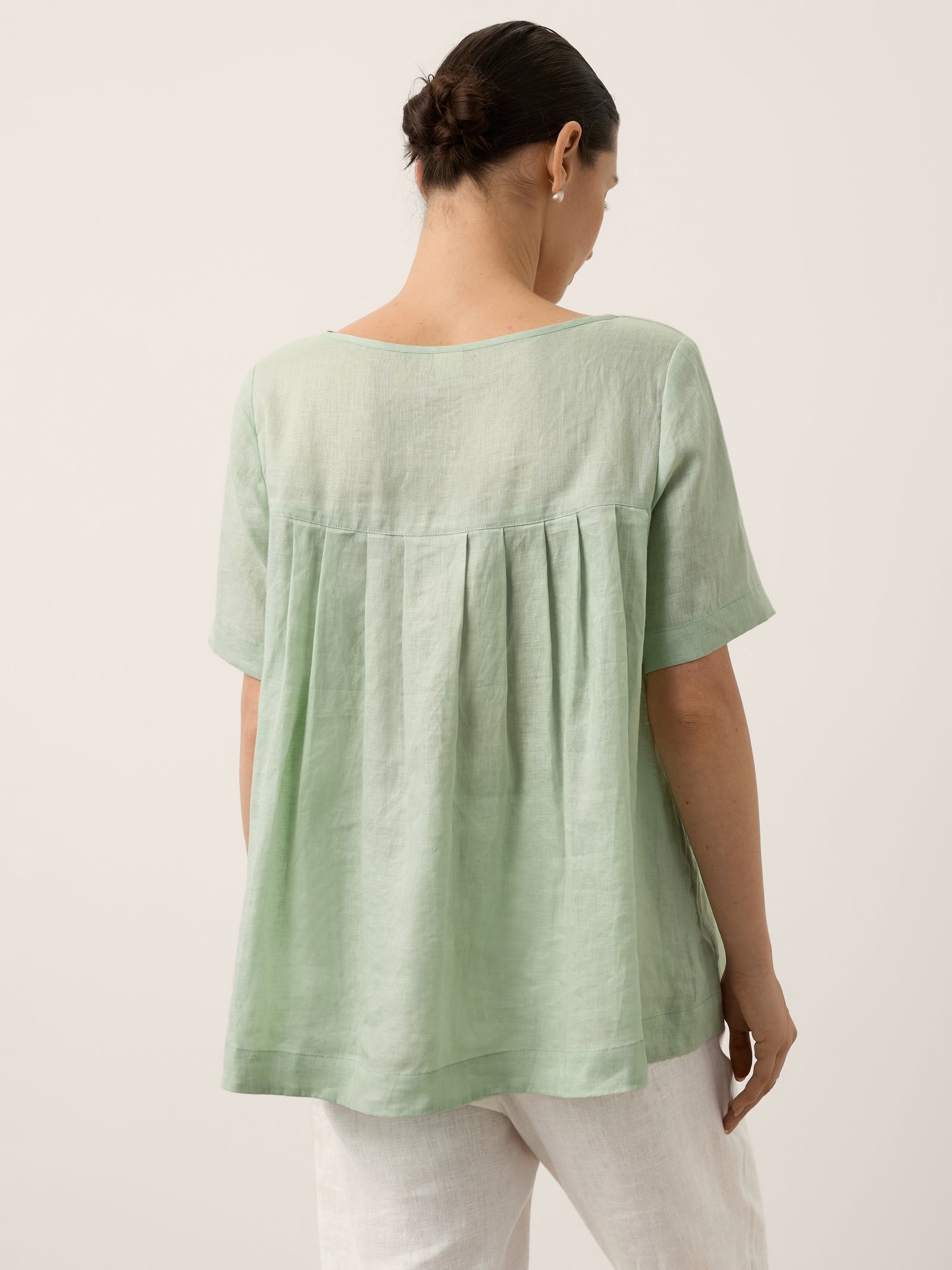 100% Linen Layered Handwoven Lattice Pleated Top AMALIA
