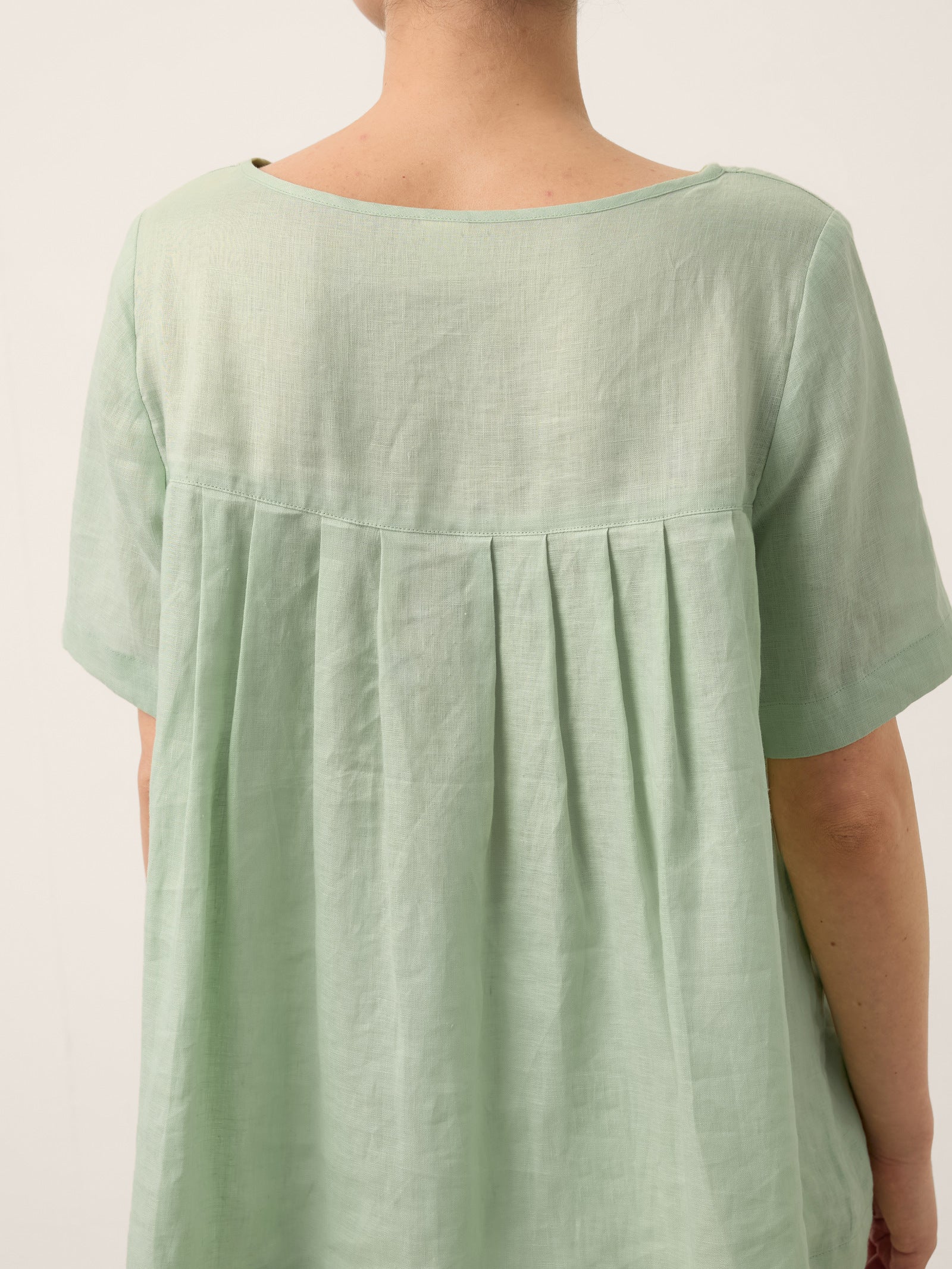 100% Linen Layered Handwoven Lattice Pleated Top AMALIA