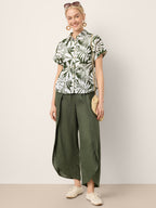 100% Linen Layered Slit Wide-Leg Drawstring Pants PEREGRINE