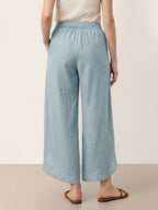 100% Linen Layered Slit Wide-Leg Drawstring Pants PEREGRINE