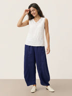 100% Linen Paisley Cutwork V Neck Tank WAVERLY