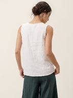 100% Linen Paisley Cutwork V Neck Tank WAVERLY