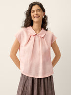 100% Linen Peter-Pan Collar Pintuck Top MIRIAM