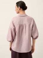 100% Linen Pintuck Lace Inset Shirt MALINA