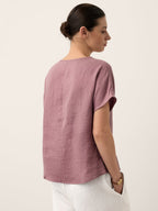 100% Linen Pintuck Shell Button Top ISOBEL