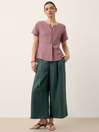 100% Linen Pintuck Shell Button Top ISOBEL