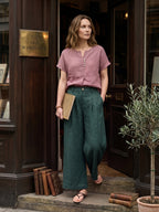 100% Linen Pintuck Shell Button Top ISOBEL
