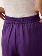 100% Linen Pleated Waist Wide Leg Pants LOUISA