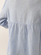 100% Linen Round Neck Artistic Stripe Top FLORENCE