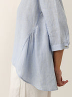 100% Linen Round Neck Artistic Stripe Top FLORENCE