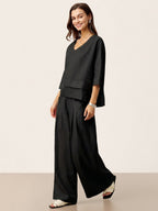 100% Linen Sculpted Pleat Elasticated Back Relaxed Pants VERIDIANA