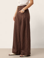 100% Linen Sculpted Pleat Elasticated Back Relaxed Pants VERIDIANA
