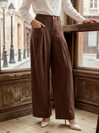 100% Linen Sculpted Pleat Elasticated Back Relaxed Pants VERIDIANA