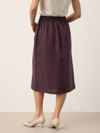 100% Linen Shell Button Flap Detail A Line Skirt PERDITA