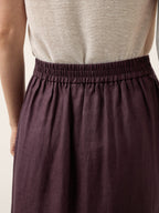 100% Linen Shell Button Flap Detail A Line Skirt PERDITA