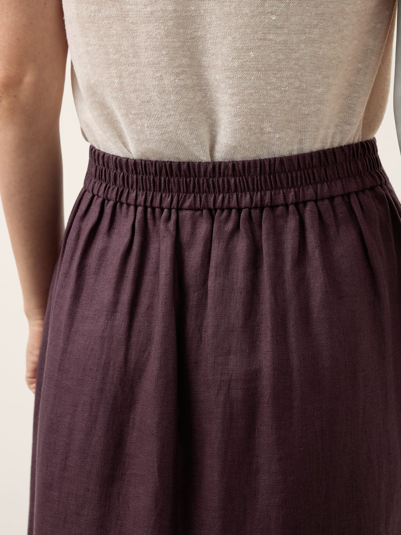 100% Linen Shell Button Flap Detail A Line Skirt PERDITA