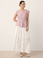 100% Linen Square Neck Tie Waist Top LOUELLA