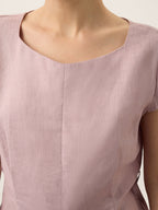 100% Linen Square Neck Tie Waist Top LOUELLA