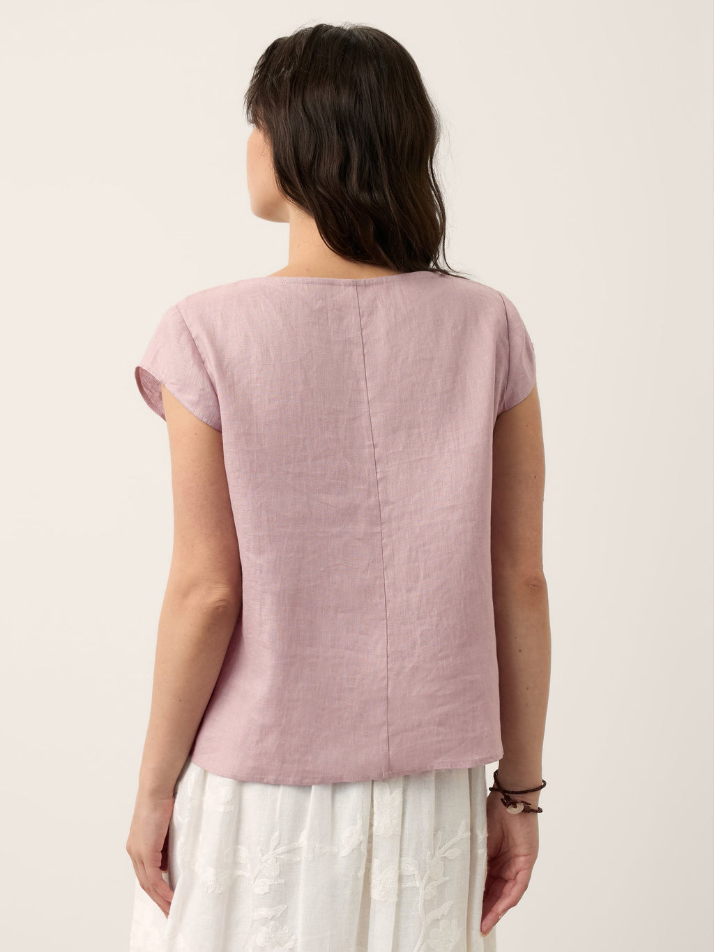 100% Linen Square Neck Tie Waist Top LOUELLA