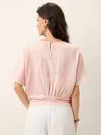 100% Linen Tie Front Drop Shoulder Top PAULA