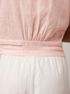 100% Linen Tie Front Drop Shoulder Top PAULA