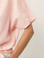 100% Linen Tie Front Drop Shoulder Top PAULA