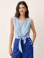100% Linen Tie Waist Sleeveless Top ALTHEIA