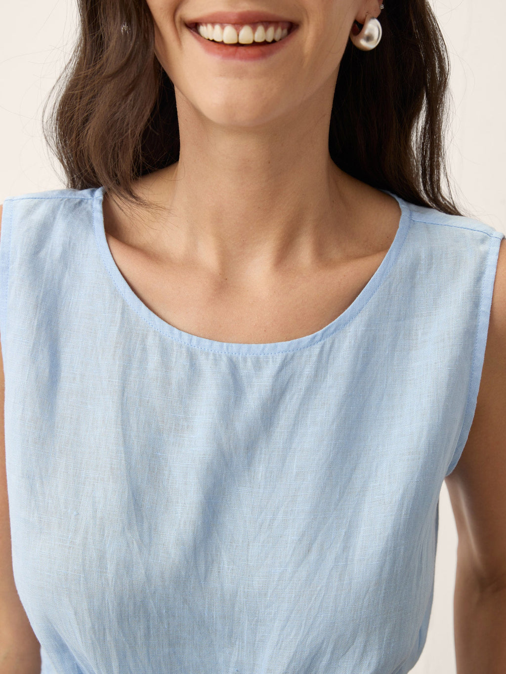 100% Linen Tie Waist Sleeveless Top ALTHEIA