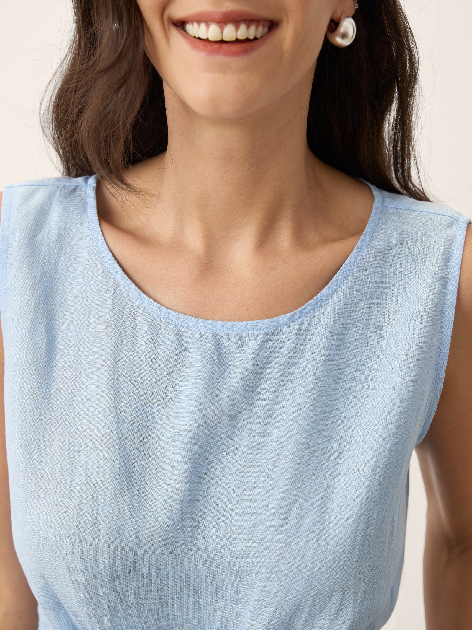 100% Linen Tie Waist Sleeveless Top ALTHEIA