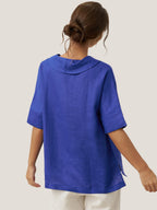 Linen V Neck Short Sleeve Shirt SIERRA