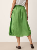 100% Linen Wood Button Elasticated Waist Bubble Skirt QUENBY