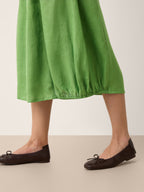 100% Linen Wood Button Elasticated Waist Bubble Skirt QUENBY