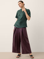 100% Linen Wrap Front Elastic Waist Top BETTINA