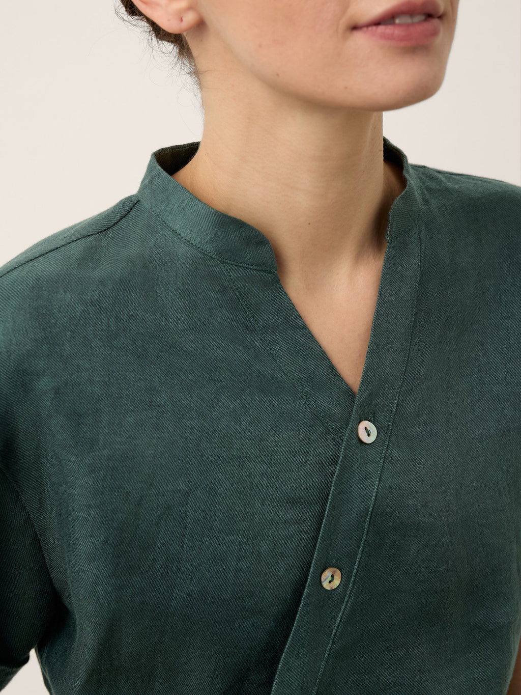 100% Linen Wrap Front Elastic Waist Top BETTINA