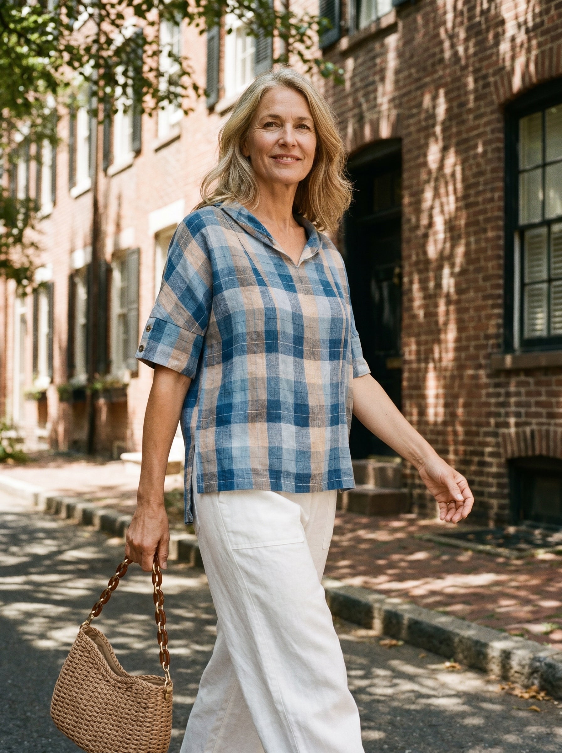Linen V Neck Short Sleeve Shirt SIERRA