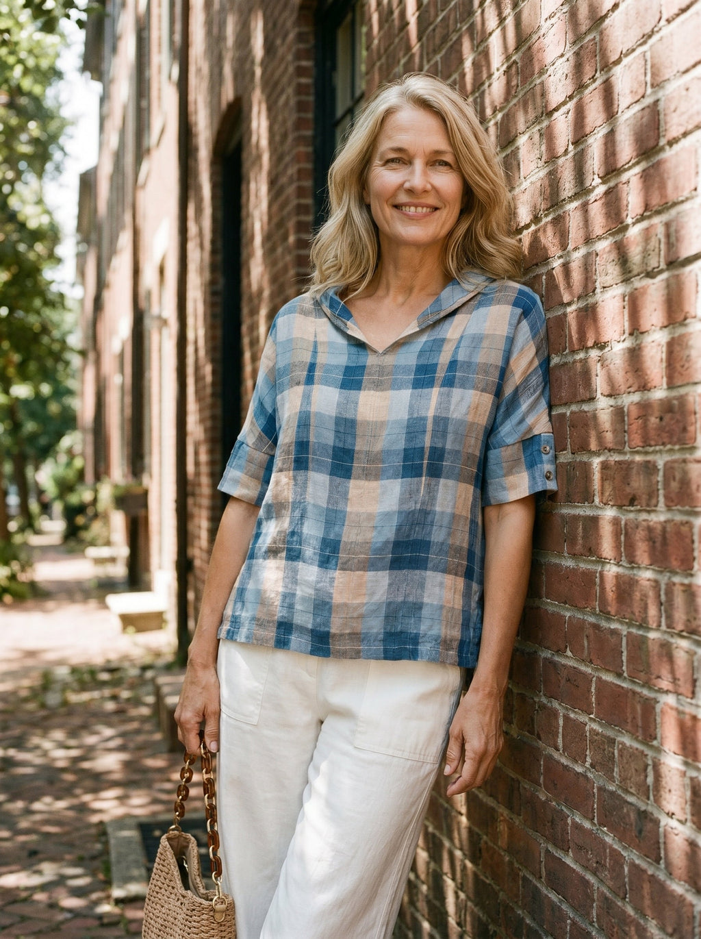 100% Linen V-Neck Short Sleeve Shirt SIERRA