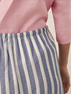 Linen Striped Drawstring Skirt ELISE