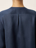 100% Linen Sculpted Accordion Pleat Crew Neck Shirt RANA