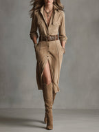 Delvara™ | Safari Midi Dress