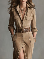 Delvara™ | Safari Midi Dress