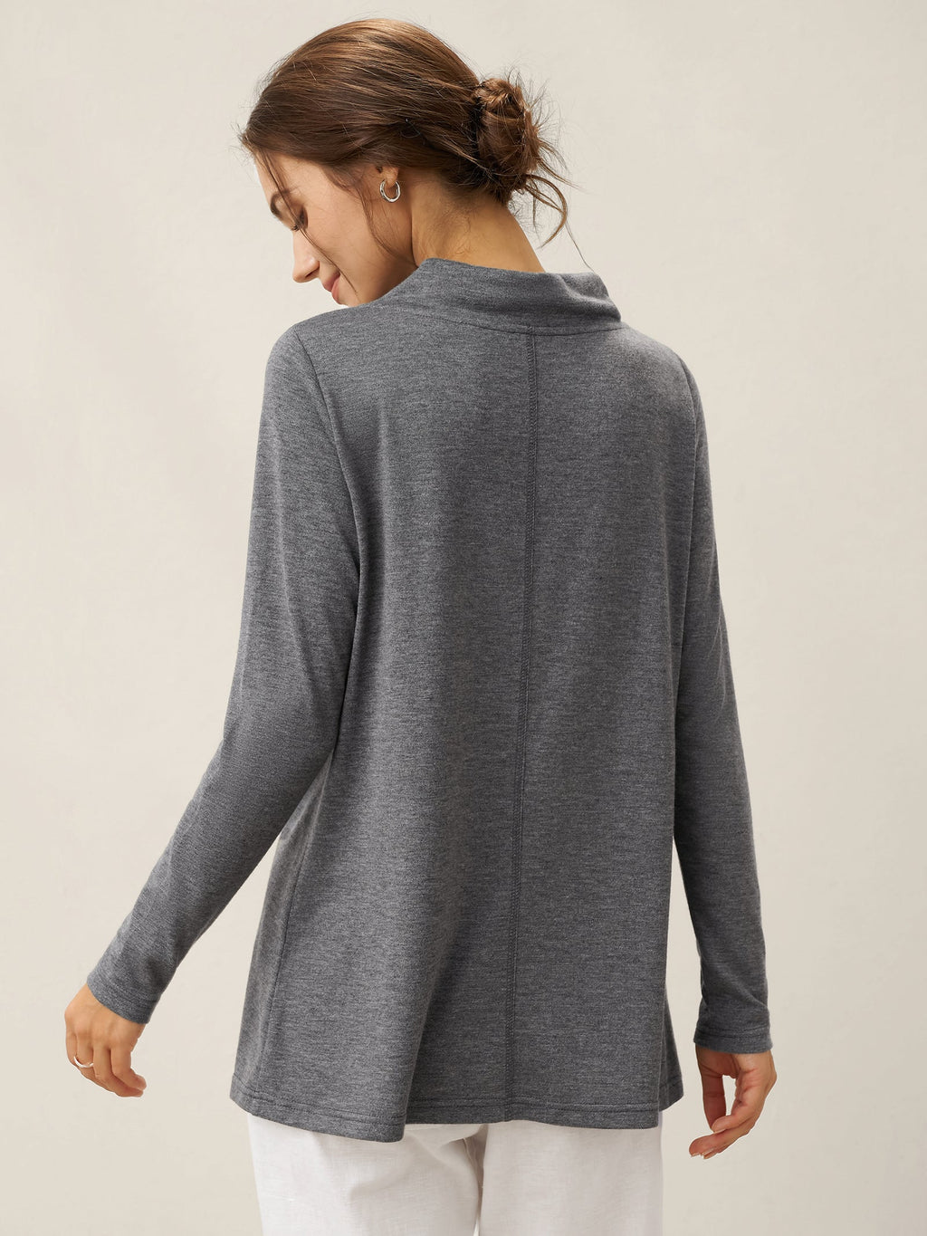 Cashmere Asymmetric Cowl Neck Stretch Top TATIANA